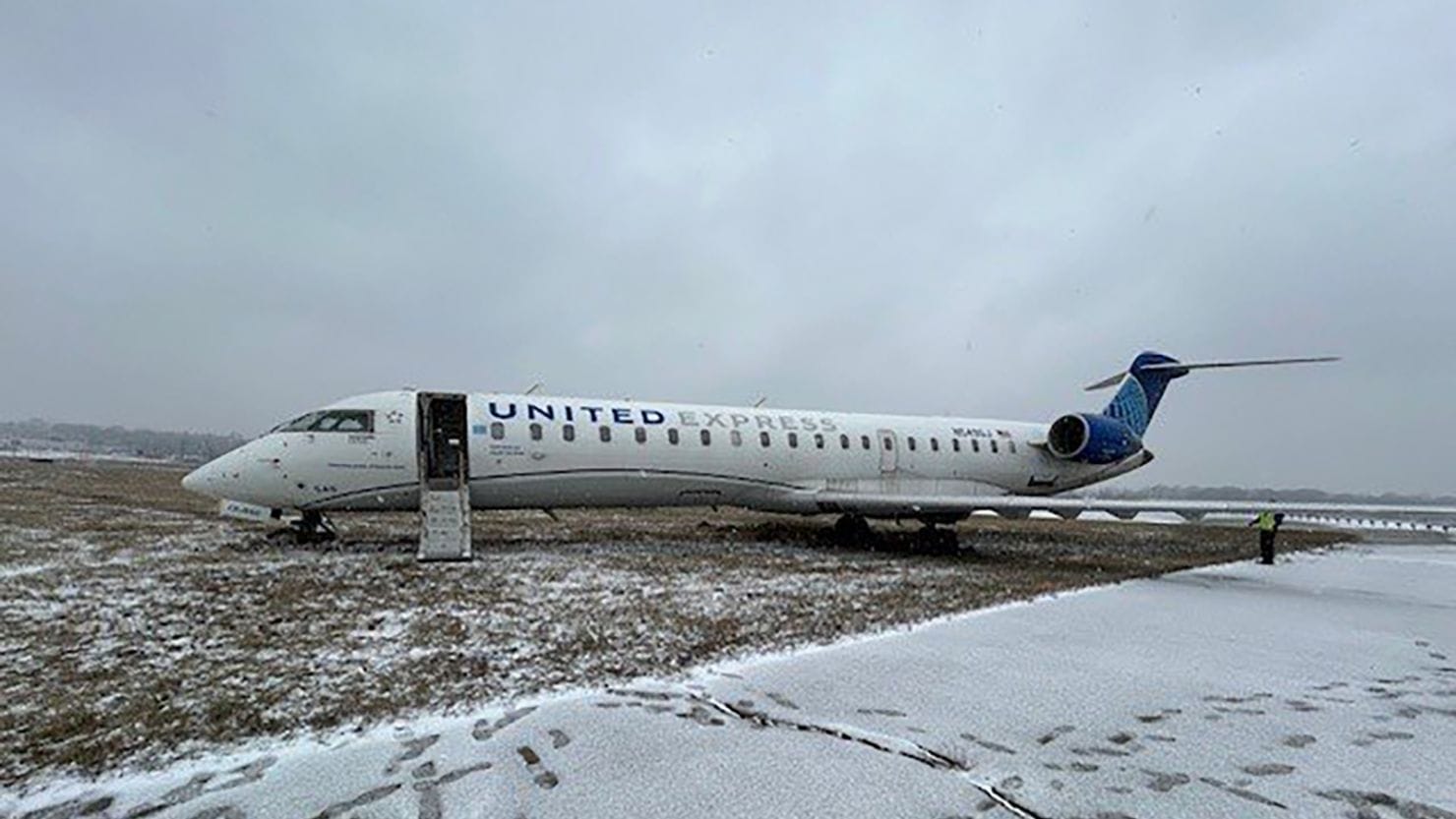 Hair-raising moment as plane skids on icy runway