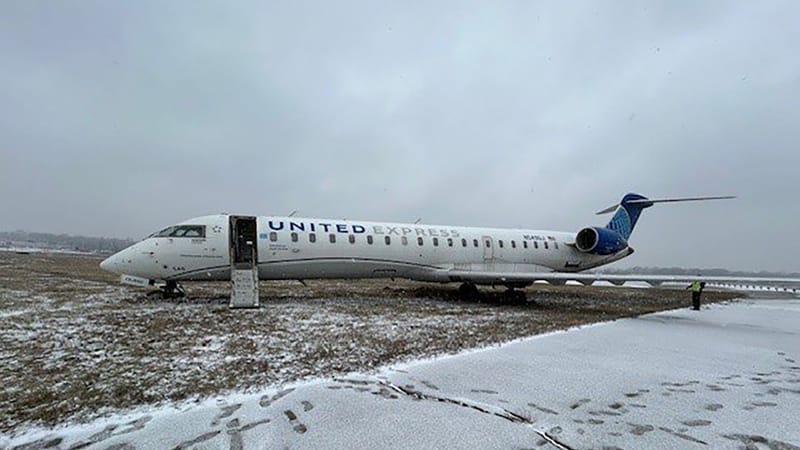 Hair-raising moment as plane skids on icy runway post image